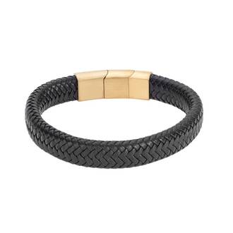 Βραχιόλι Senza Men&#039;s Stainless Steel - Black Leather Strap