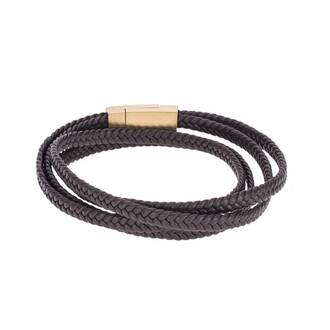 Βραχιόλι Senza Men&#039;s Steel Brown Leather Strap