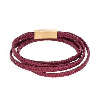 Βραχιόλι Senza Men&#039;s Steel Red Leather Strap