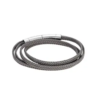 Βραχιόλι Senza Men&#039;s Steel Grey Leather Strap