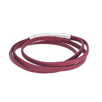 Βραχιόλι Senza Men&#039;s Steel Red Leather Strap