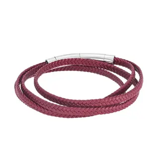 Βραχιόλι Senza Men&#039;s Steel Red Leather Strap