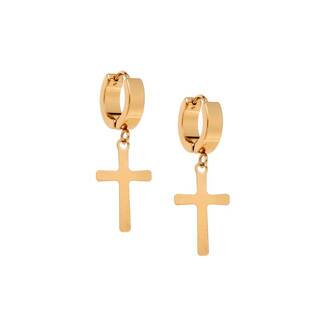 Σκουλαρίκια Γυναικεία SENZA Gold Plated Steel με κρεμαστό σταυρό