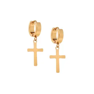 Σκουλαρίκια Γυναικεία SENZA Gold Plated Steel με κρεμαστό σταυρό