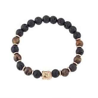 Βραχιόλι Senza Men&#039;s Lava Stone-Tiger Eye Black &amp; Brown