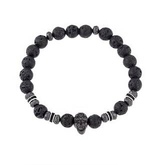 Βραχιόλι Senza Men&#039;s Lava Stones with Skull