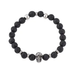 Βραχιόλι Senza Men&#039;s Lava with Skull, Black &amp; Silver