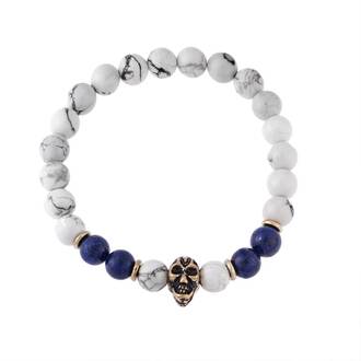 Βραχιόλι Senza Men&#039;s American Howlite &amp; Lapis Lazuli with Skull
