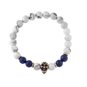 Βραχιόλι Senza Men&#039;s American Howlite &amp; Lapis Lazuli with Skull