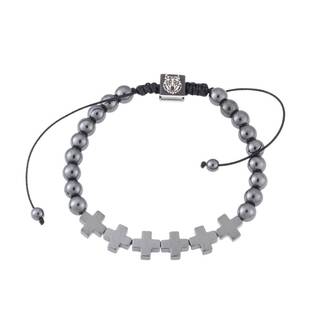 Βραχιόλι Senza Men&#039;s Hematite with Cross, Black Cord