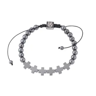 Βραχιόλι Senza Men&#039;s Hematite with Cross, Black Cord