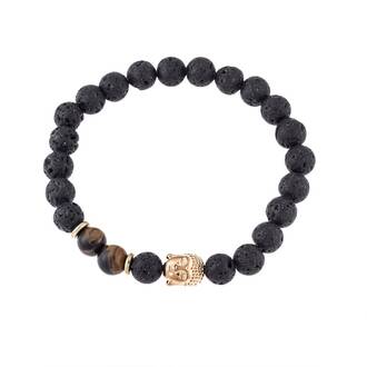 Βραχιόλι Senza Men&#039;s Black Lava &amp; Τiger Eye