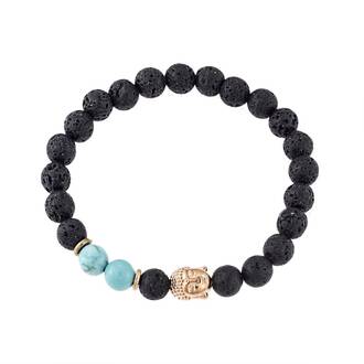 Βραχιόλι Senza Men&#039;s Black Lava &amp; Τiger Eye