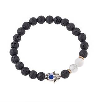 Βραχιόλι Senza Men&#039;s Black Lava &amp; American Howlite Stones