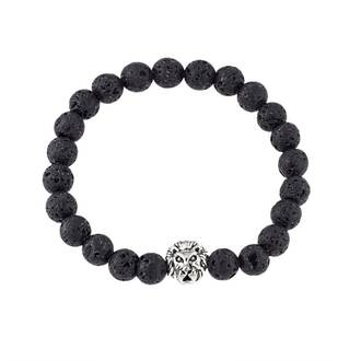 Βραχιόλι Senza Men&#039;s Black Lava with &#039;&#039;Lion&#039;&#039;