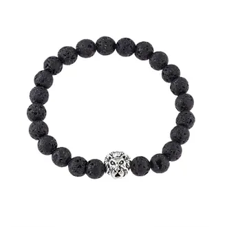 Βραχιόλι Senza Men&#039;s Black Lava with &#039;&#039;Lion&#039;&#039;