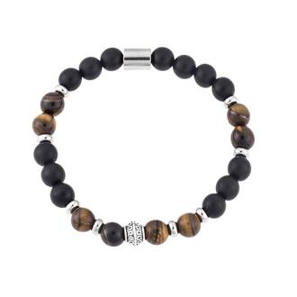 Βραχιόλι Senza Men&#039;s Onyx &amp; Brown Tiger Eye