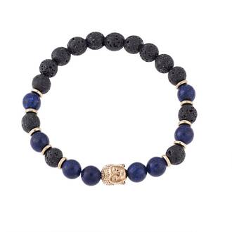 Βραχιόλι Senza Men&#039;s Black Lava &amp; Lapis Lazuli