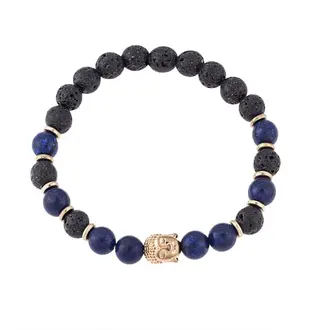 Βραχιόλι Senza Men&#039;s Black Lava &amp; Lapis Lazuli
