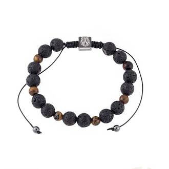 Βραχιόλι Senza Men&#039;s Lava &amp; Brown Tiger Eye Stones