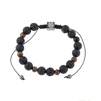 Βραχιόλι Senza Men&#039;s Lava &amp; Brown Tiger Eye Stones