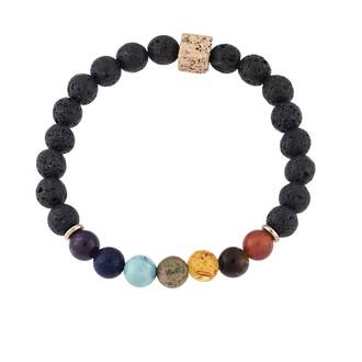 Βραχιόλι Senza Men&#039;s Multicolor With Black Lava