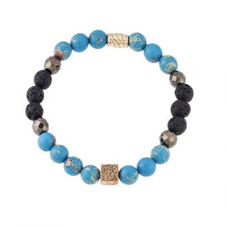 Βραχιόλι Senza Men&#039;s Lava &amp; Turquoise Stones