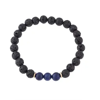 Βραχιόλι Senza Men&#039;s Lava &amp; Lapis Lazuli Stones