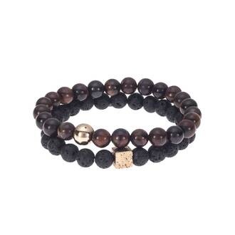 Βραχιόλια Senza Men&#039;s Lava &amp; Red Tiger Eye Stones