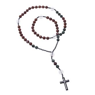 Κολιέ Men&#039;s Senza Multicolor Stones with Steel Cross