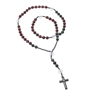 Κολιέ Men&#039;s Senza Multicolor Stones with Steel Cross