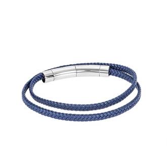 Βραχιόλι Senza Men&#039;s Steel Blue Leather Strap