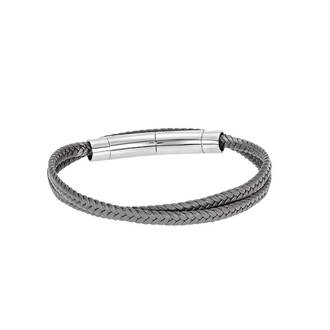 Βραχιόλι Senza Men&#039;s Steel Grey Leather Strap