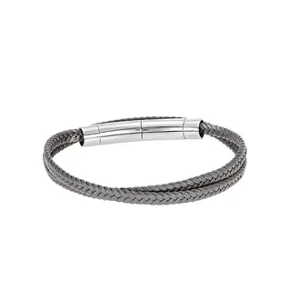 Βραχιόλι Senza Men&#039;s Steel Grey Leather Strap