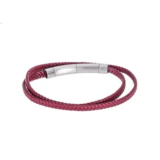 Βραχιόλι Senza Men&#039;s Steel Red Leather Strap