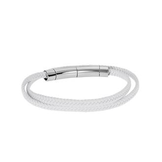 Βραχιόλι Senza Men&#039;s Steel White Leather Strap