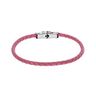 Βραχιόλι Senza Men&#039;s Steel Pink Leather Strap