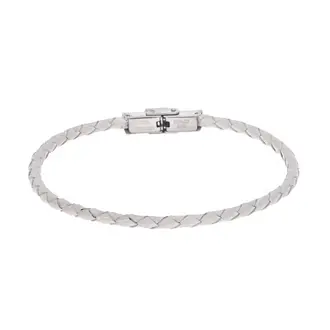 Βραχιόλι Senza Men&#039;s Steel White Leather Strap