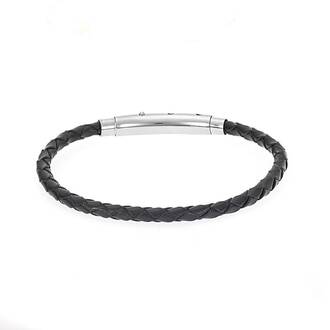Βραχιόλι Senza Men&#039;s Steel Black Leather Strap