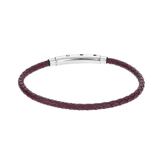 Βραχιόλι Senza Men&#039;s Steel Brown Leather Strap