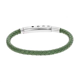 Βραχιόλι Senza Men&#039;s Steel Green Leather Strap