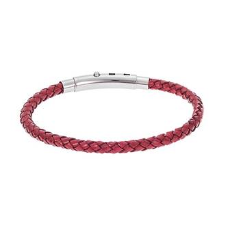 Βραχιόλι Senza Men&#039;s Steel Red Leather Strap