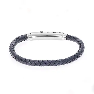 Βραχιόλι Senza Men&#039;s Steel Grey Leather Strap