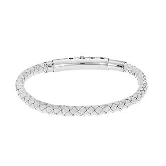 Βραχιόλι Senza Men&#039;s Steel White Leather Strap
