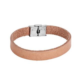 Βραχιόλι Senza Men&#039;s Steel Beige Leather Strap