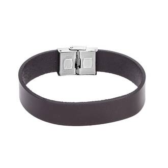 Βραχιόλι Senza Men&#039;s Steel Brown Leather Strap