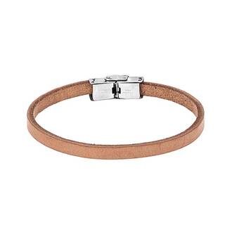 Βραχιόλι Senza Men&#039;s Steel Beige Leather Strap