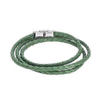 Βραχιόλι Senza Men&#039;s Steel Green Leather Strap