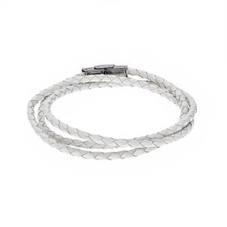 Βραχιόλι Senza Men&#039;s Steel White Leather Strap