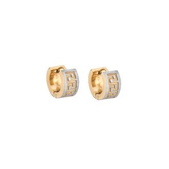Σκουλαρίκια SENZA Gold Plated Steel, κρίκος δίχρωμος με μαίανδρο 1.3 cm